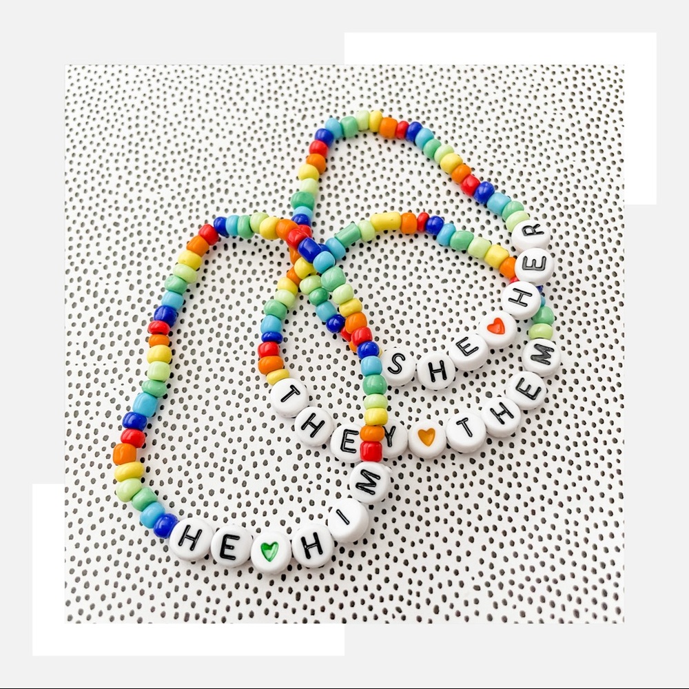 Pronoun Beaded Bracelets Non Binary / Binary Pride